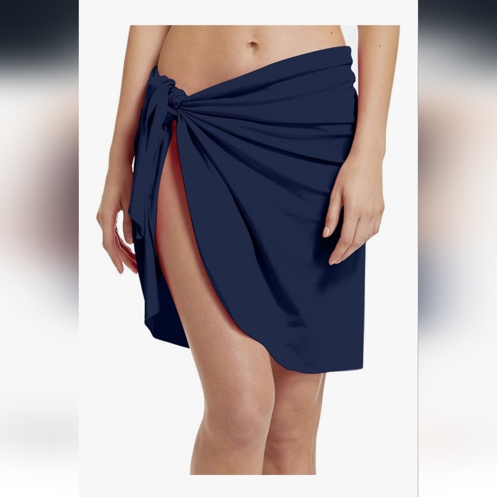 NWT ChinFun Sarong Skirt Beach Wrap Cover Up One Size Blue #2175